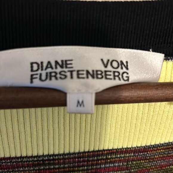 Diane Von Furstenburg Dress Stretch Striped print 3/4 sleeve mini scoop neck M - Picture 16 of 17